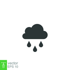 Rain cloud icon. Simple flat style. Drop water, cloudy symbol, raindrop, fall, spring, color, measure, nature, weather concept for web design. Vector illustration isolated on white background EPS 10
