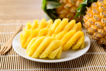 Sliced pineapple fruit ready to eating, Tropical fruit in summer season