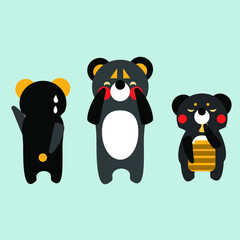 3 set of cute bears