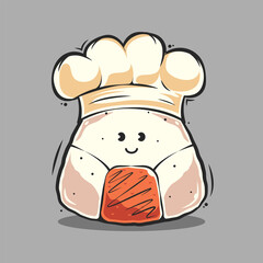 cute chef onigiri sushi art illustration