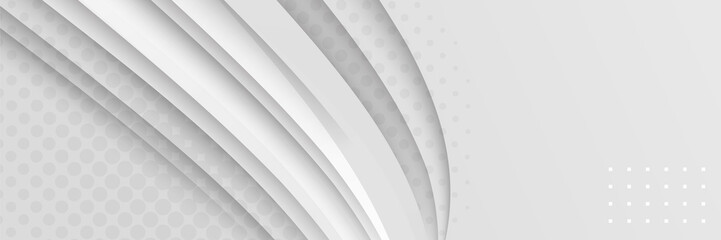 Obraz premium Technology banner design with white and grey arrows. Abstract geometric vector background. White abstract modern background design.