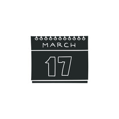 March 17 Icon Silhouette Illustration. Saint Patrick Vector Graphic Pictogram Symbol Clip Art. Doodle Sketch Black Sign.
