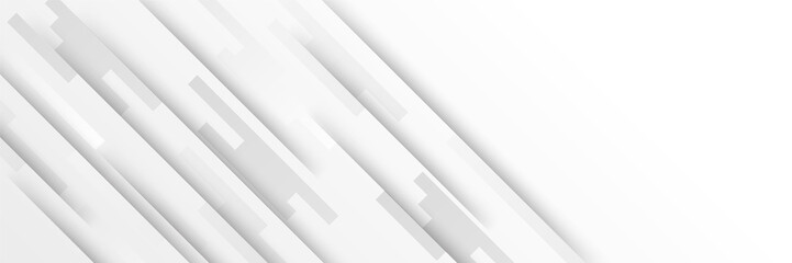 Obraz premium Technology banner design with white and grey arrows. Abstract geometric vector background. White abstract modern background design.