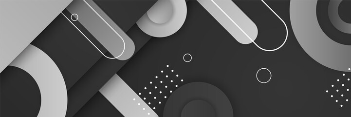 Abstract dark background banner illustration with geometric graphic elements © Roisa