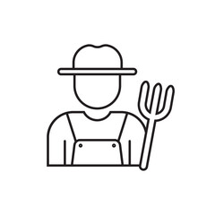 Farmer icon in linear style isolated on white background - obrazy, fototapety, plakaty