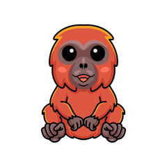 Cute little orangutan cartoon sitting