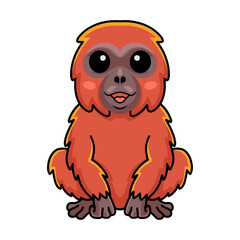 Cute little orangutan cartoon sitting