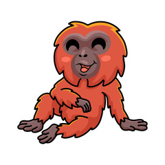 Cute little orangutan cartoon sitting