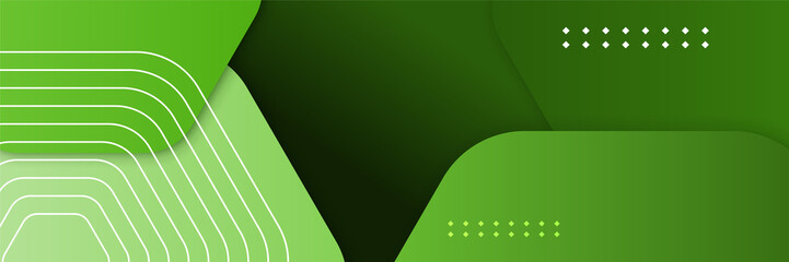 Fototapeta premium Abstract green gradient vector banner. Halftone dotted minimal contemporary long background. Vector abstract graphic design banner pattern background template.