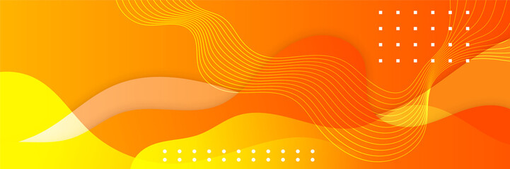 Orange abstract banner background. Abstract modern orange yellow white banner background gradient color. Yellow and orange gradient with circle halftone pattern curve wave decoration.