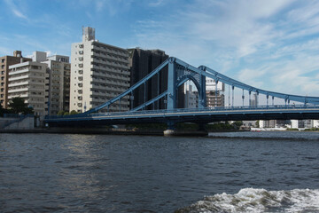 Fototapeta na wymiar Scenery seen from the Sumida River in Tokyo River and bridge