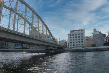 Scenery seen from the Sumida River in Tokyo River and bridge