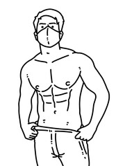 Fototapeta premium black and white of cute man cartoon for coloring