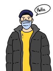 cute man cartoon on white background