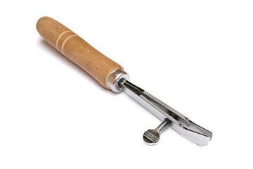 Adjustable Edge Creaser tool isolated on white background. Leather crafting tool.