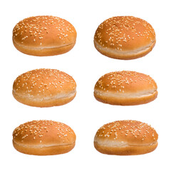 Set of burger bun isolated on white background.