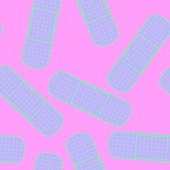 Medicine plaster seamless cartoon patch pattern for clothes print and wrapping paper and drugstore and kids