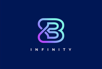 Infinity Logo,  Letter B  with Infinity combination, suitable for technology, brand and company logo design, vector illustration