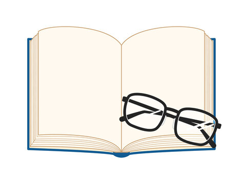 開いた本と眼鏡を組み合わせたイラスト