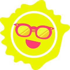 Happy Hot Summer Sun Drawn Art Doodle Character illustration Icon