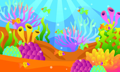 Naklejka na ściany i meble illustration of a underwater scenery