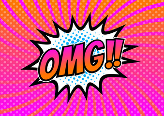 アメコミ風ポップアート吹き出し OMG　Pop art style, Comic book concept speech bubble OMG