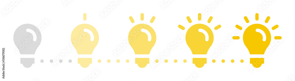 Aufkleber Idea creation process vector icon illustration. Creativity development banner with light bulb symbol.