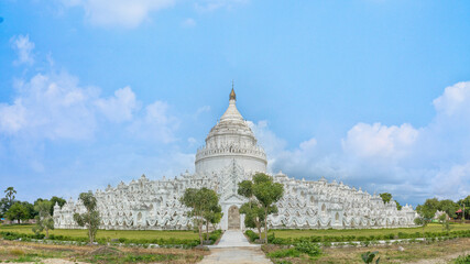 Hsinbyume pagoda, travel destination and famous white pagoda in Mandalay Myanmar