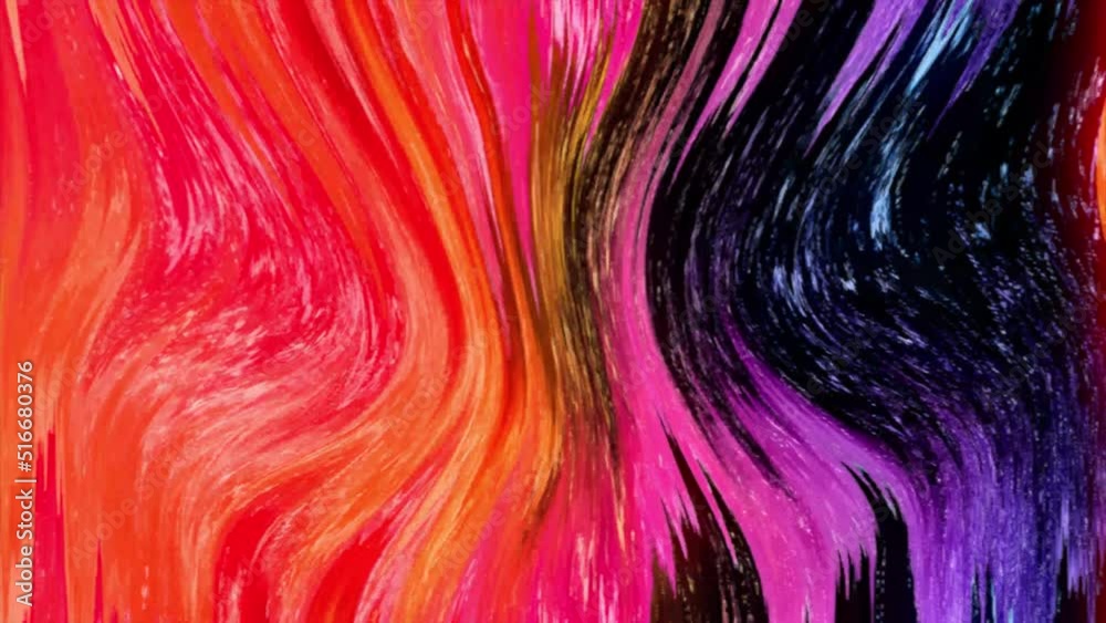 Aufkleber Animated 3D waving cloth texture. Liquid holographic background. Smooth silk cloth surface with ripples and folds in tissue. 4K 3D rendering seamless looping animation