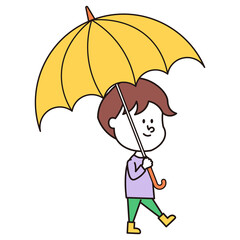 傘をさしている子供のイラスト素材