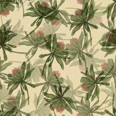 Aster flowers. Vintage seamless pattern in a watercolor style. Pastel colors.