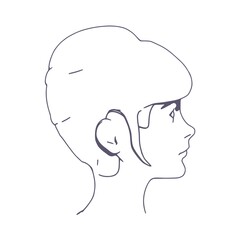 Young woman face side view. Elegant silhouette of a female head.