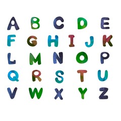 Set English cartoon alphabet for stickers and kids and school accessories and notebooks and fabrics and wrapping paper