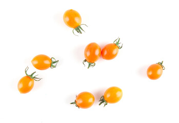 Fresh yellow Cherry tomatoes isolated on white background
