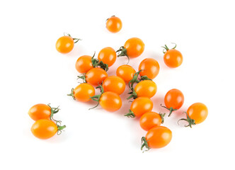 Fresh yellow Cherry tomatoes isolated on white background
