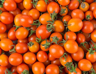Fresh yellow Cherry tomatoes isolated on white background