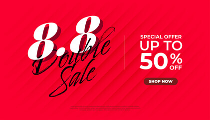 8.8 Shopping day Poster or banner. 8.8 Double sale banner template design for social media and website.
