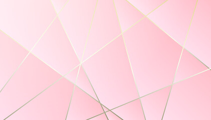 Obraz premium Abstract polygonal luxury golden line with pink background.