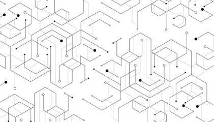 Abstract geometric dots connection on white background. Abstract hexagon technology connect for concept design.