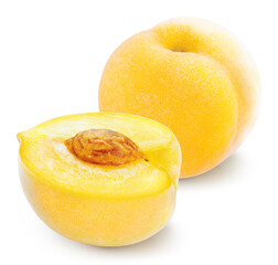 Fototapeta na wymiar Sweet Yellow Peach fruit isolated on white background, Fresh Peach on White Background With clipping path.