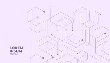 Abstract geometric dots connection on purple background. Abstract hexagon technology connect for concept design.