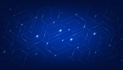 Abstract technology futuristic concept glowing blue lines and lighting on dark background. Vector illustration