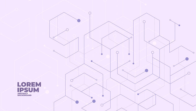 Abstract Geometric Dots Connection On Purple Background. Abstract Hexagon Technology Connect For Concept Design.