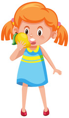 Cartoon girl holding a mango