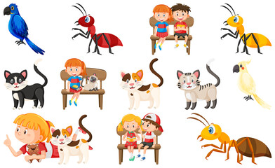 Set of various wild animals in cartoon style