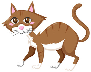 Brown cat in cartoon style