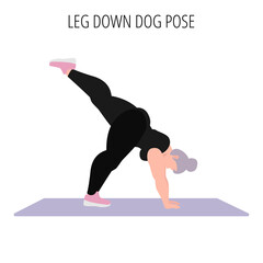 Leg down dog pose yoga workout vector illustration