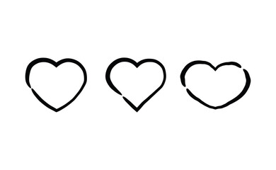 Hand drawn hearts collection. Set of heart illustrations. Valentine's day design. Love and care design elements.