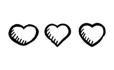 Hand drawn hearts collection. Set of heart illustrations. Valentine's day design. Love and care design elements.