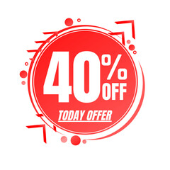 40% percent off (TODAY OFFER), red 3D icon design, with lots of super discount details. vector illustration, Forty